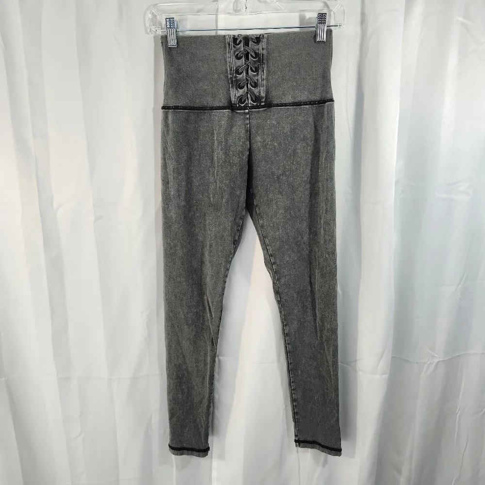 Aerie Size Medium High-Rise Lace-Up Gray Jeans